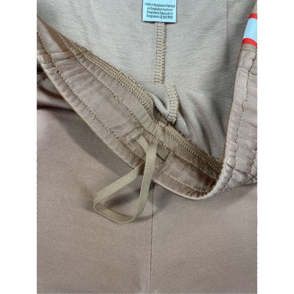 PINK Track Pants Women L Tan Side Stripe Lounge Athleisure Wide Leg Casual - Picture 10 of 13